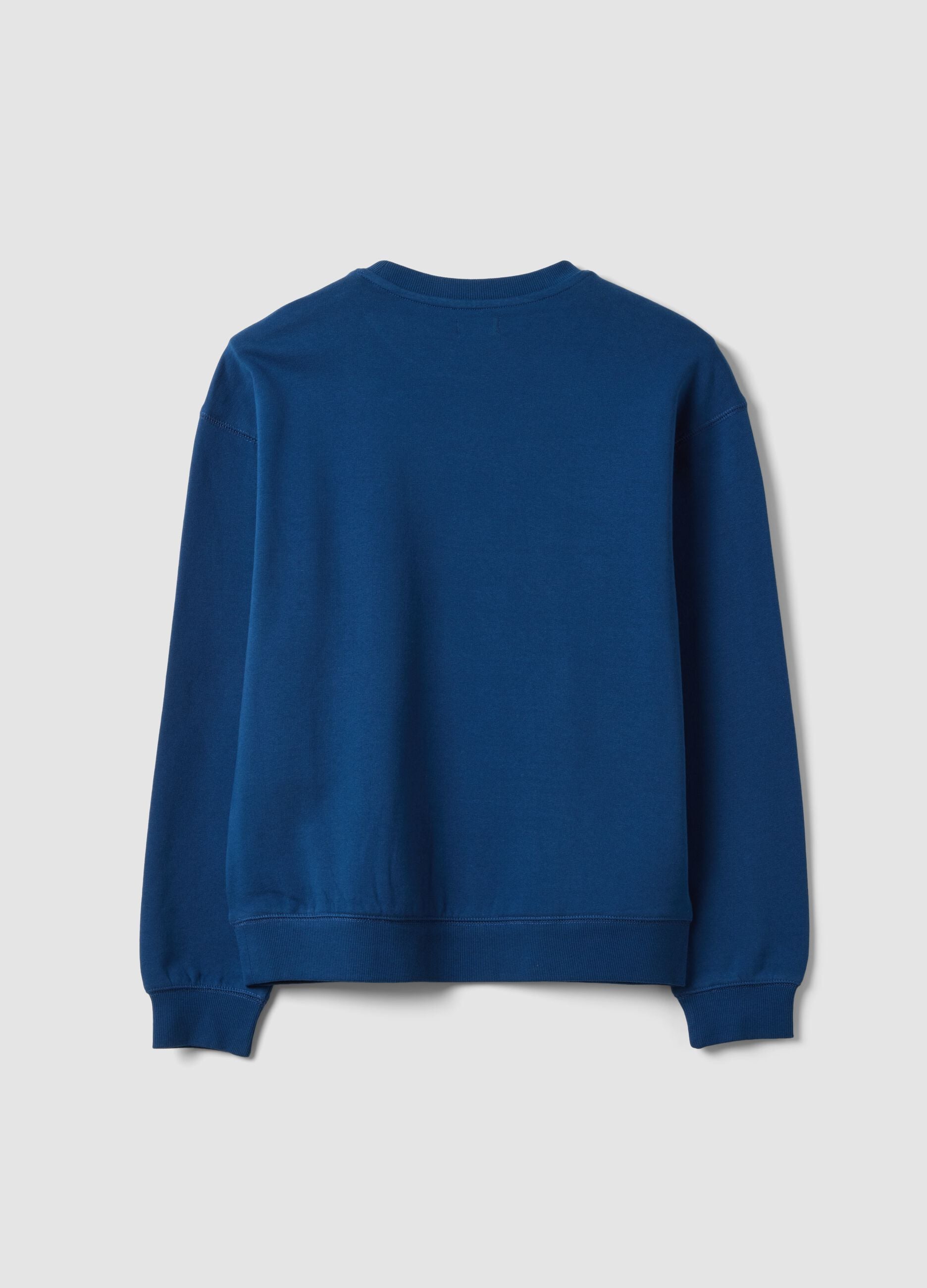 Blue crew-neck sweatshirt in 100% organic cotton