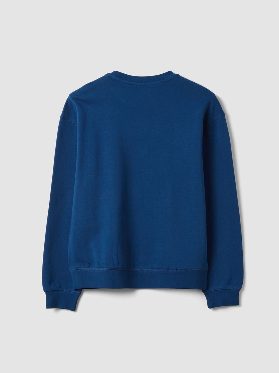 Blue crew-neck sweatshirt in 100% organic cotton_1