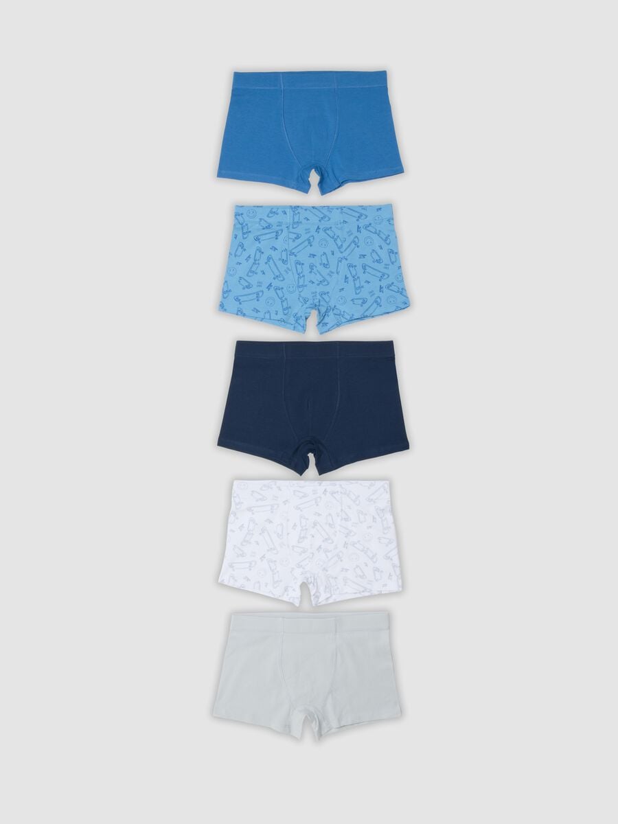 Multipack di cinque boxer midi multicolor in cotone organico elasticizzato_0