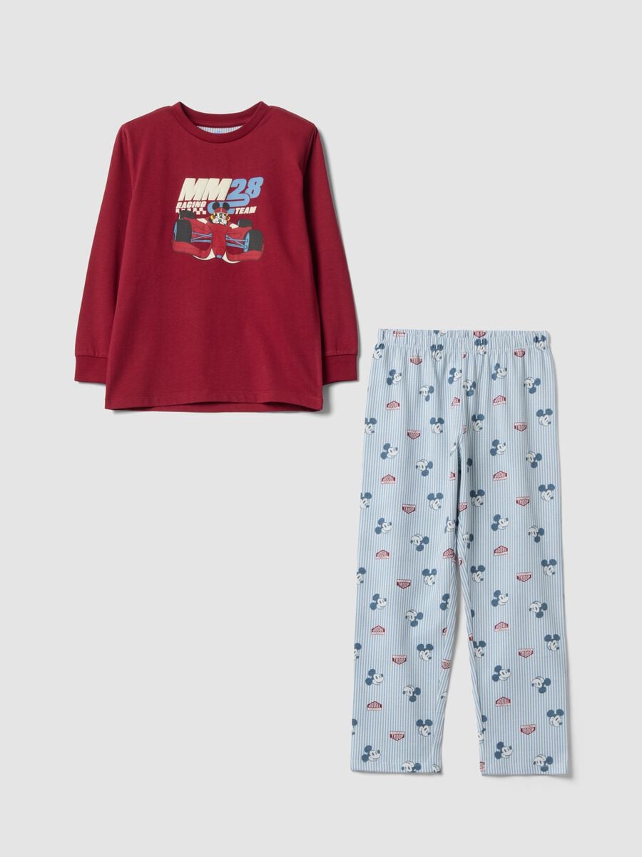 Red Mickey Mouse print organic cotton pyjamas for boys_0
