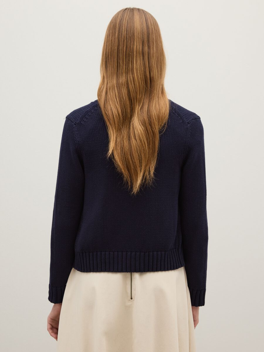 Blue pure cotton regular fit cardigan with buttons_3