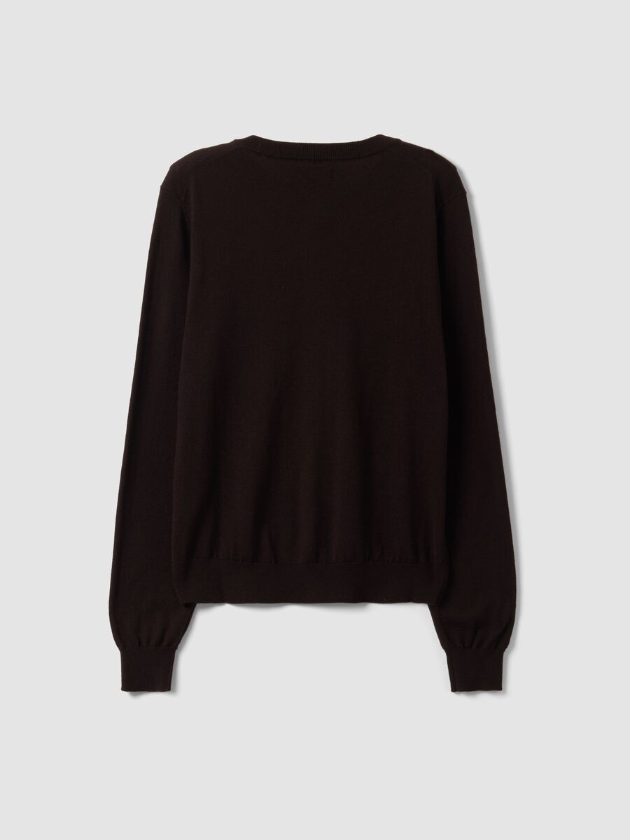 Brown wool-blend crew-neck cardigan_6