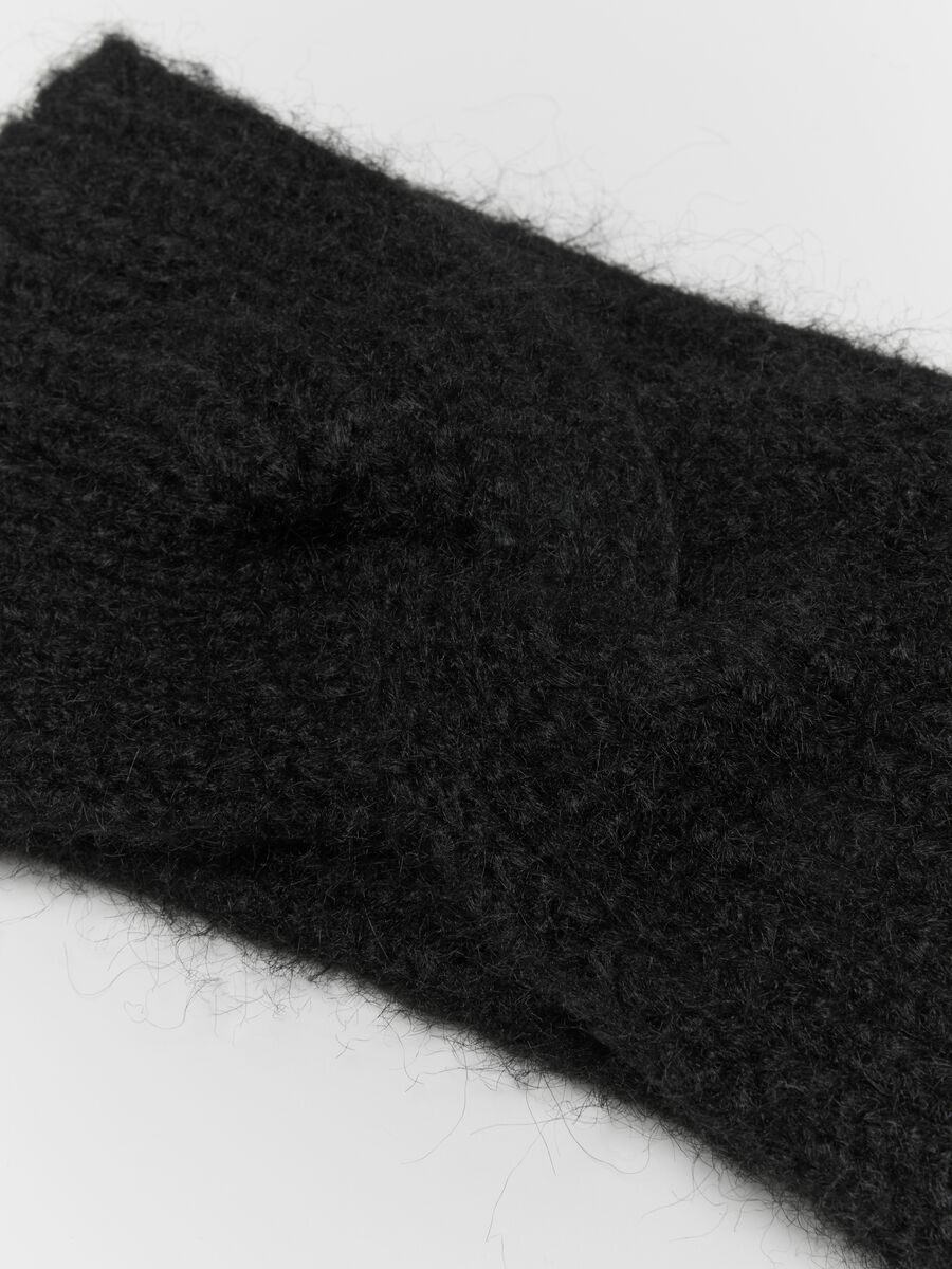 Black Headband with Braided Knit_1