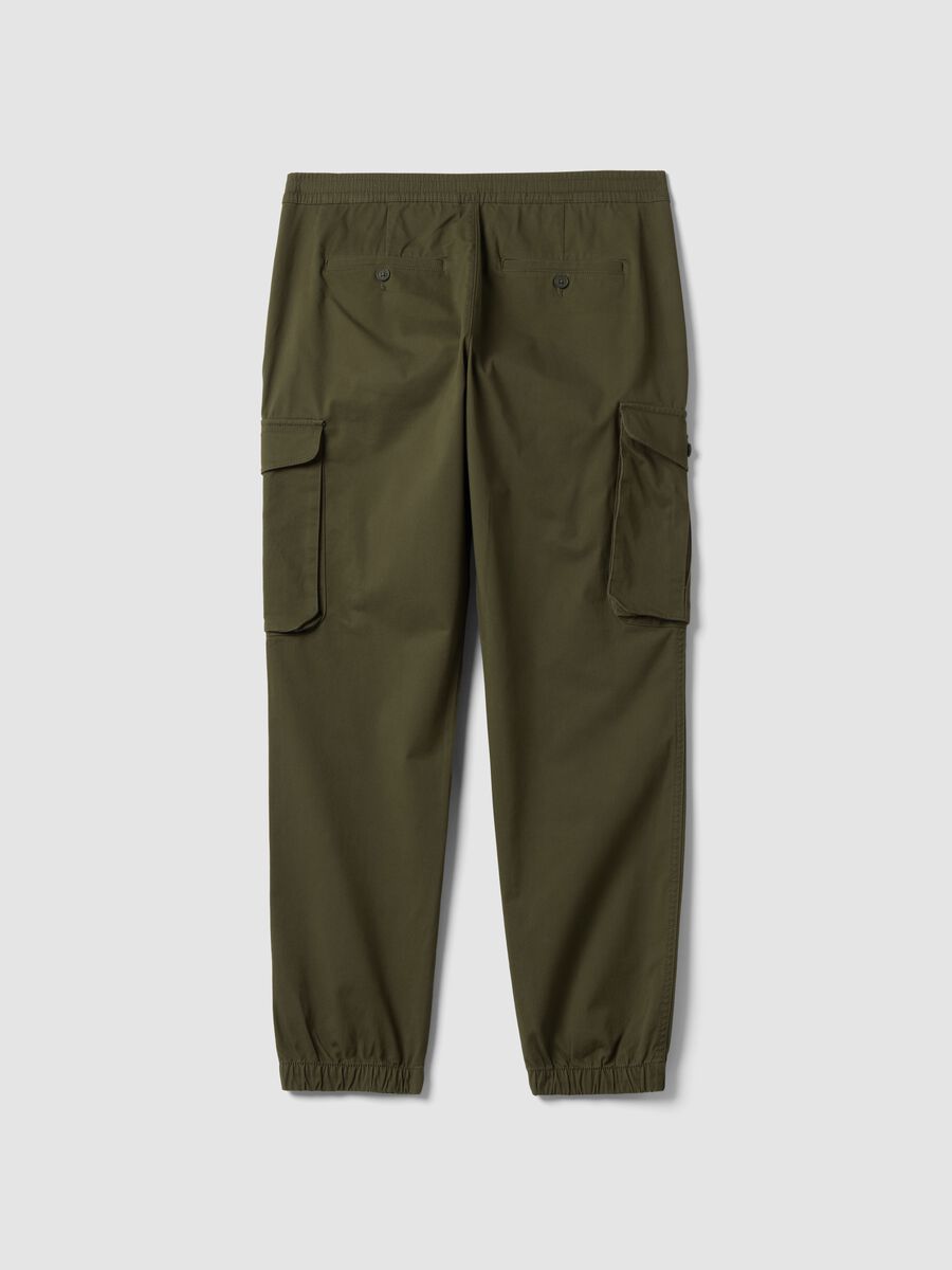 Pantaloni cargo verdi in cotone elasticizzato slim fit_2