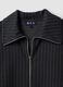 Grey striped stretch viscose full-zip sweatshirt with collar_1