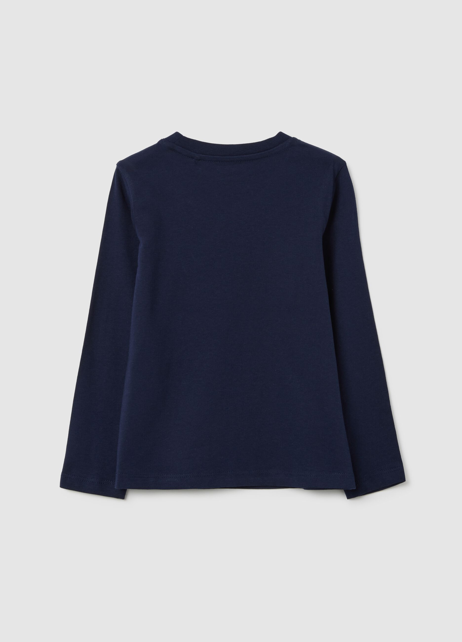 Girls' long sleeve blue cotton blouse, regular fit