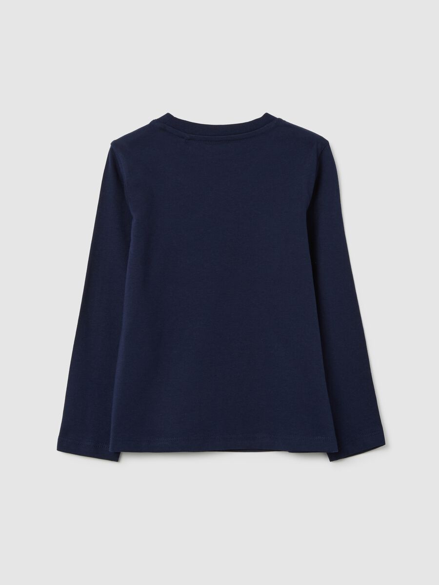 Girls' long sleeve blue cotton blouse, regular fit_1