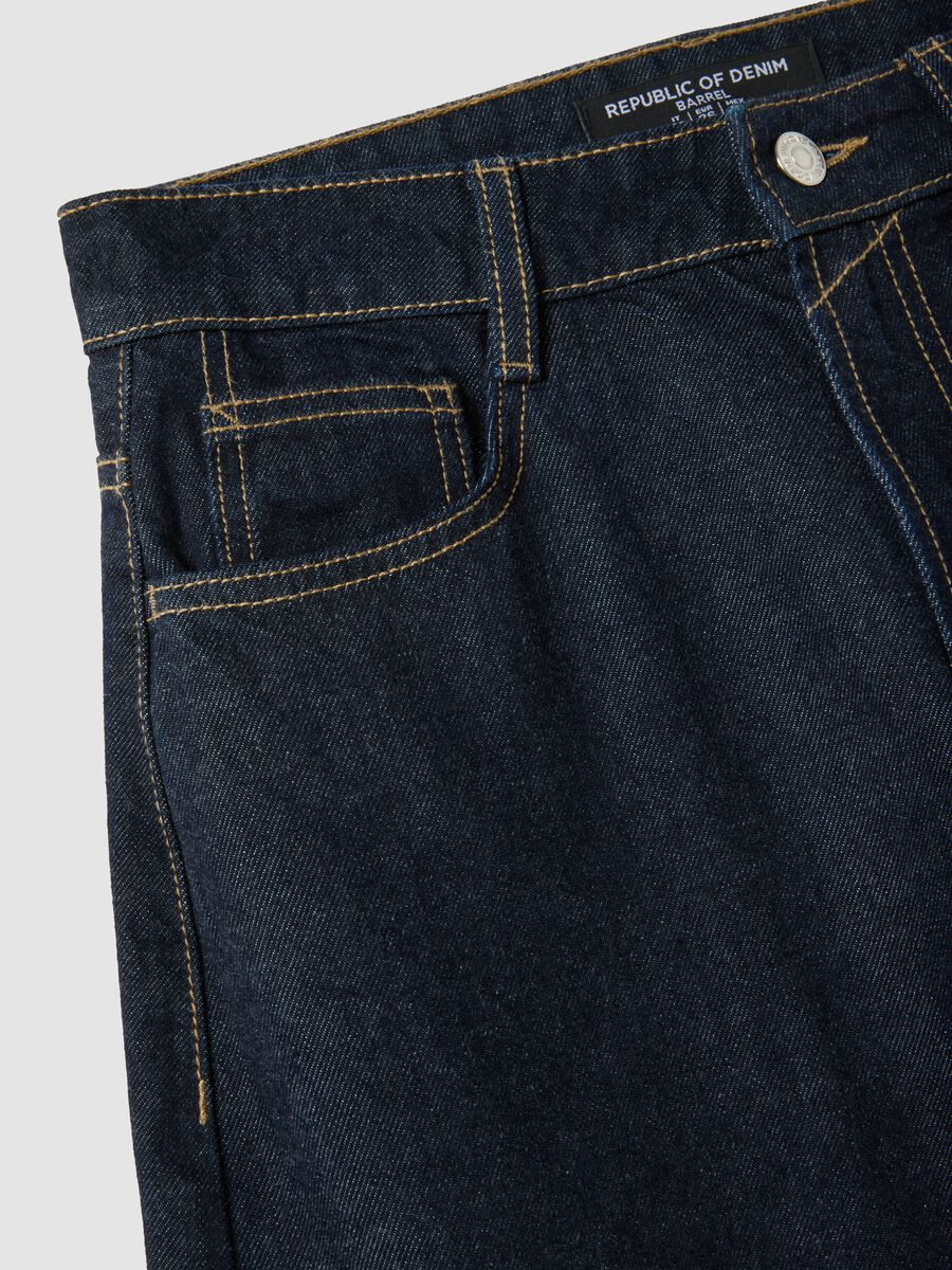 Jeans lavaggio scuro denim in puro cotone barrel fit_1