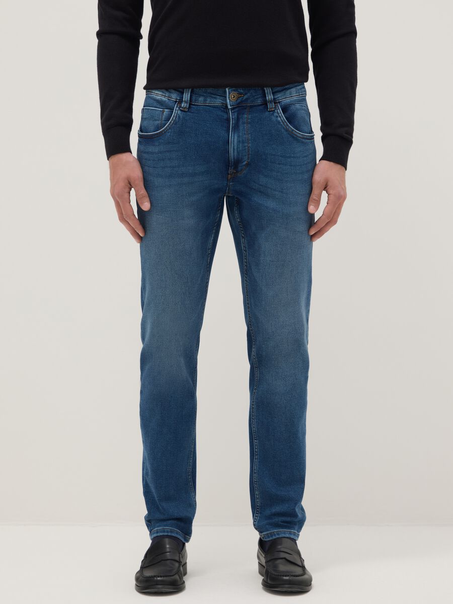 Slim fit blue denim jeans_1