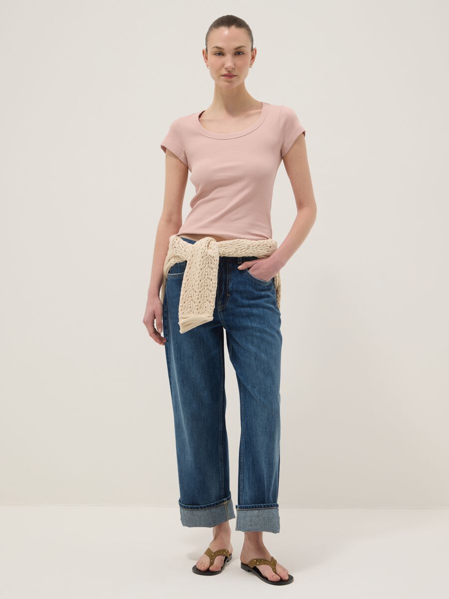 Fitted short-sleeve stretch cotton pink t-shirt_2