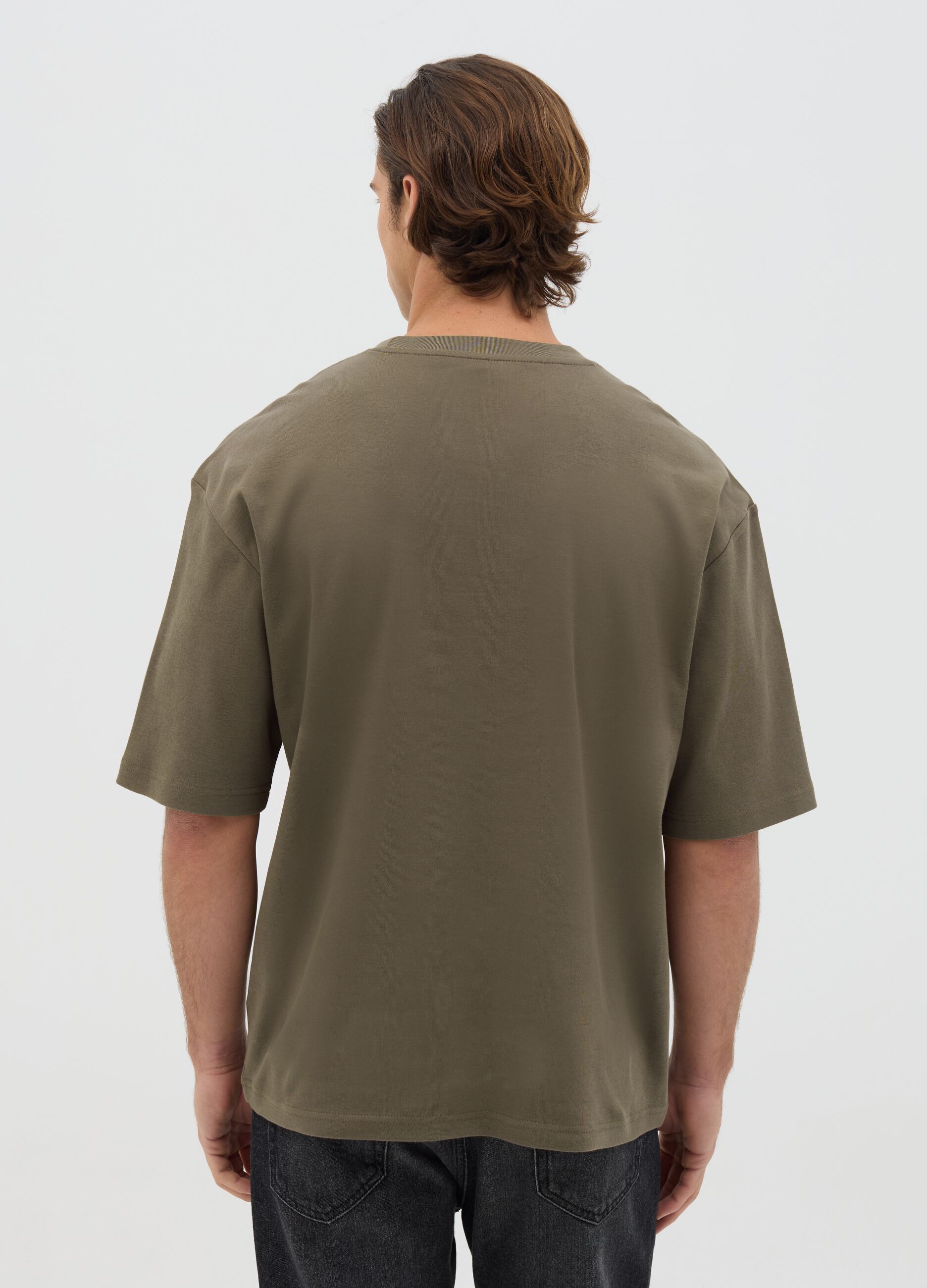Boxy fit green pure cotton T-shirt