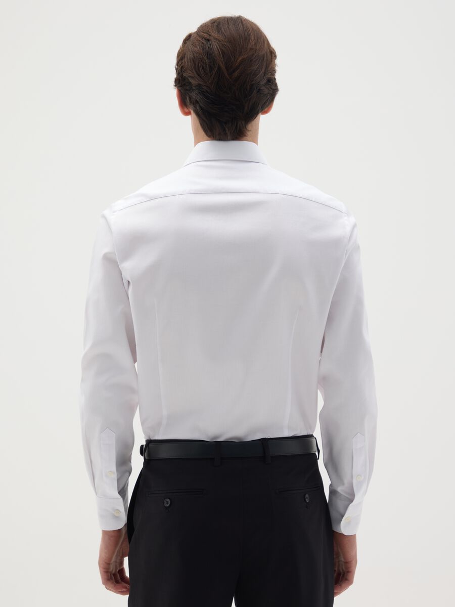 Men's white slim fit pure cotton shirt, easy iron_2