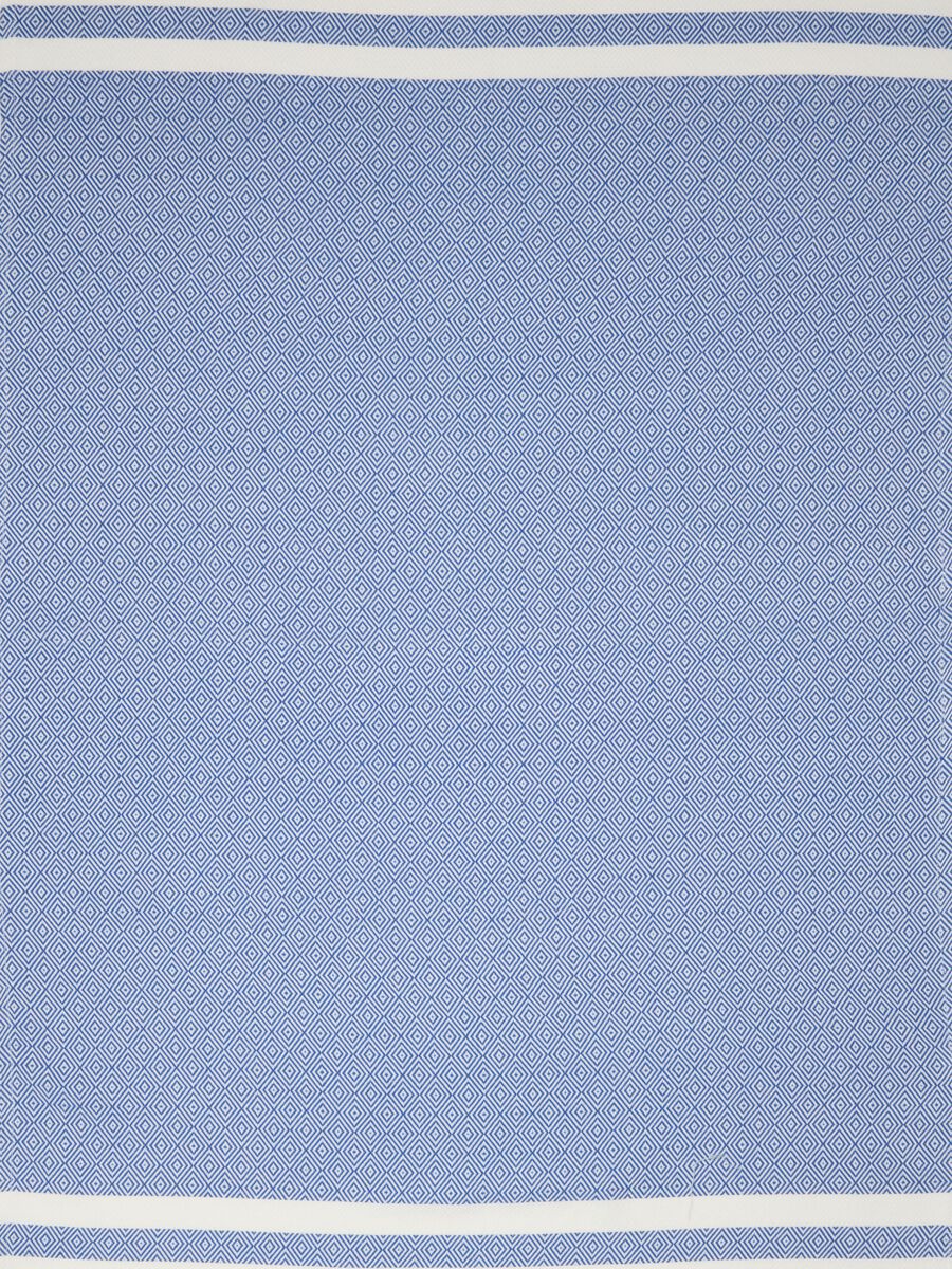 Blue pure cotton beach towel with fringes_1