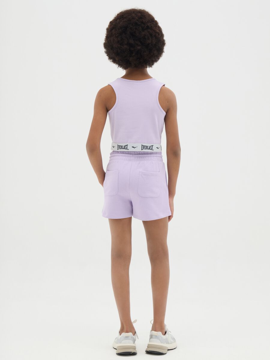 Girls' purple cotton regular fit shorts with back pockets_2