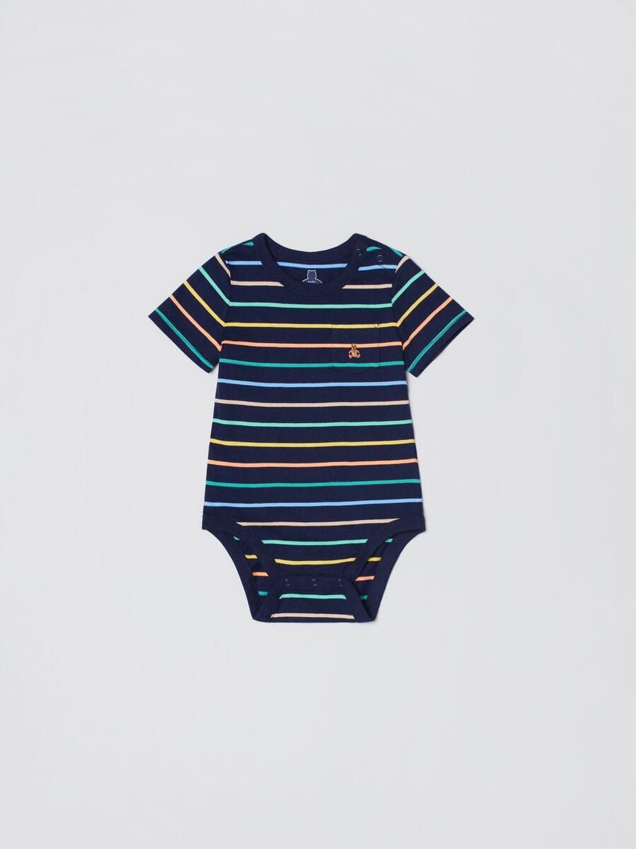Cotton bodysuit with striped pattern_0