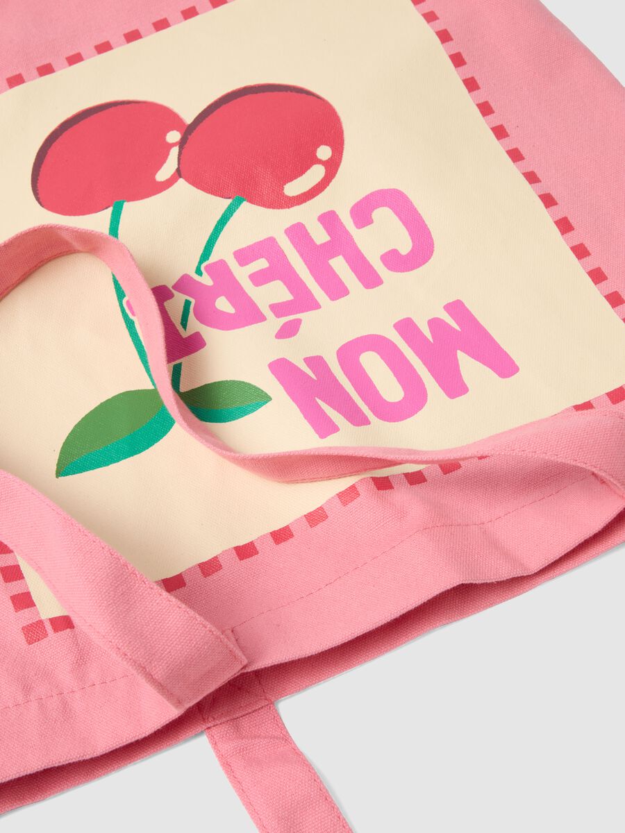 Pink pure cotton bag with cherry print_2