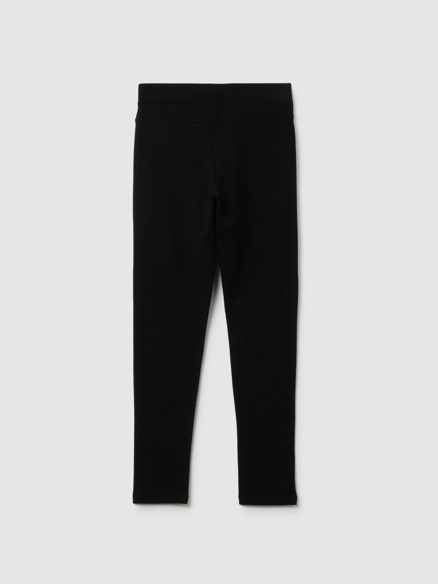 Girls' stretchy cotton black slim fit treggings_1