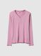 Pink pure cotton nightshirt regular fit with serafino collar_4