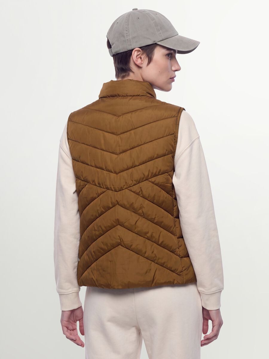 Yellow ultralight quilted gilet with zip and high neck_2