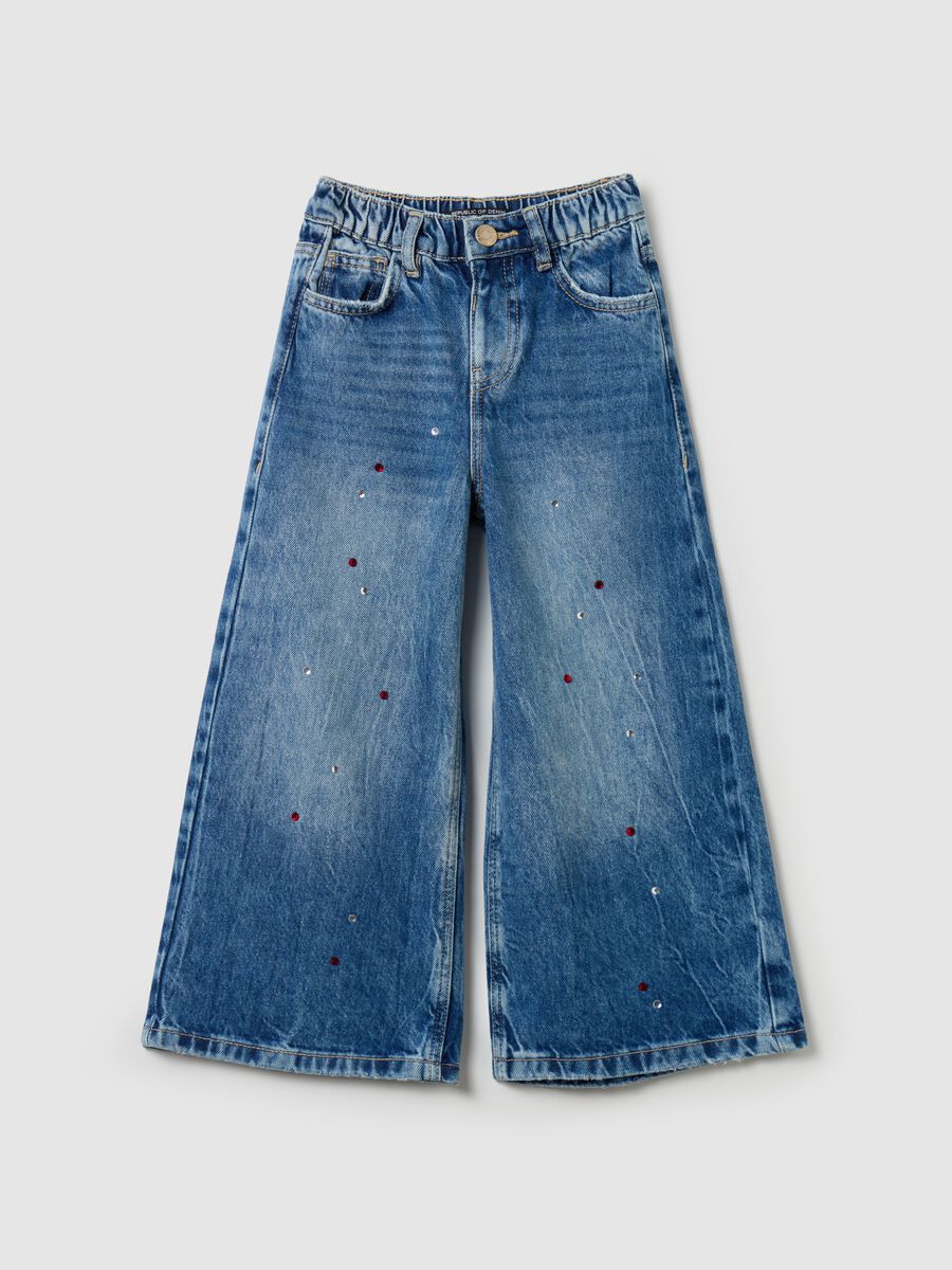 Wide-leg jeans with diamantés_0