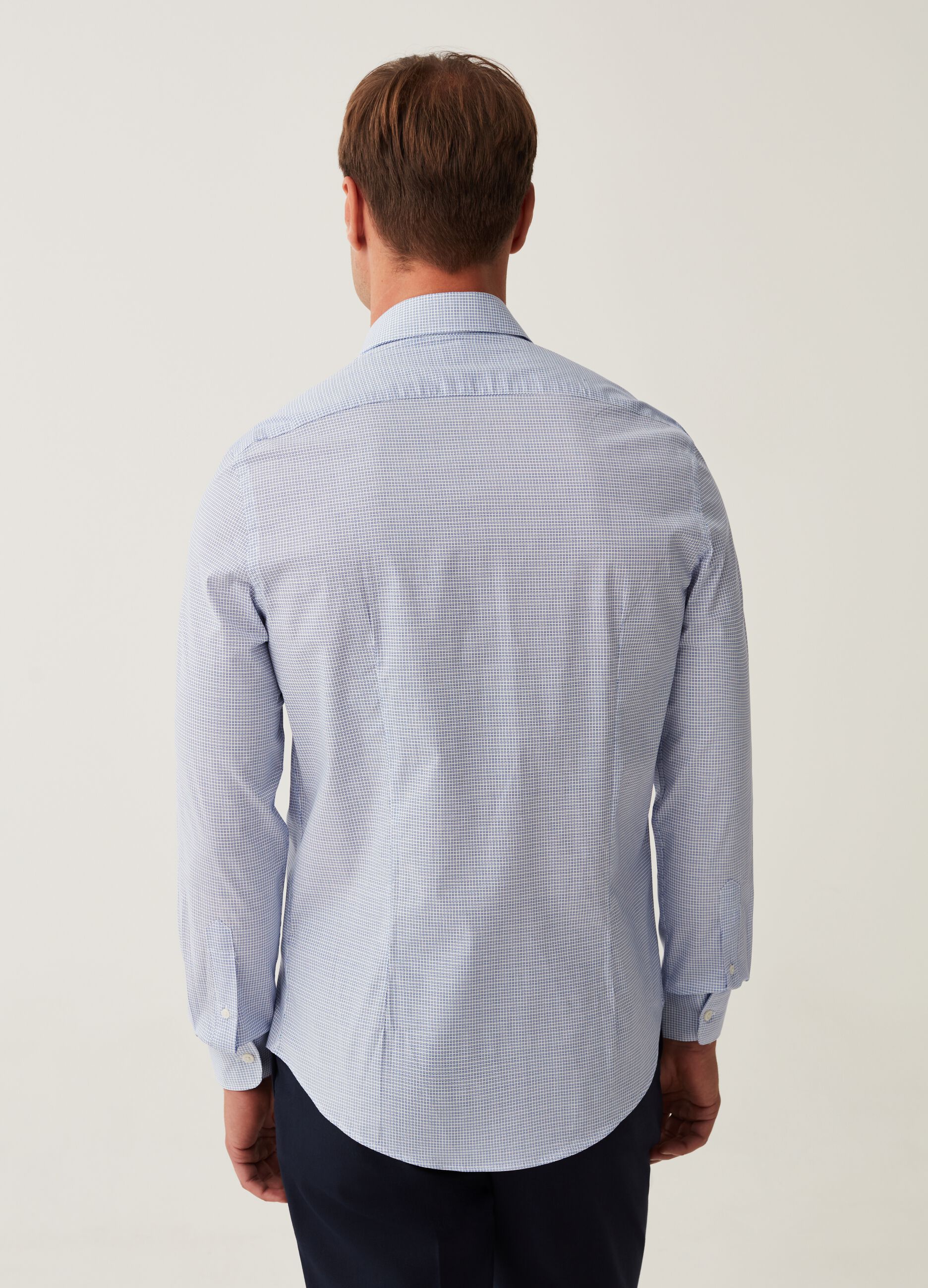 Camicia slim fit con micro fantasia_2
