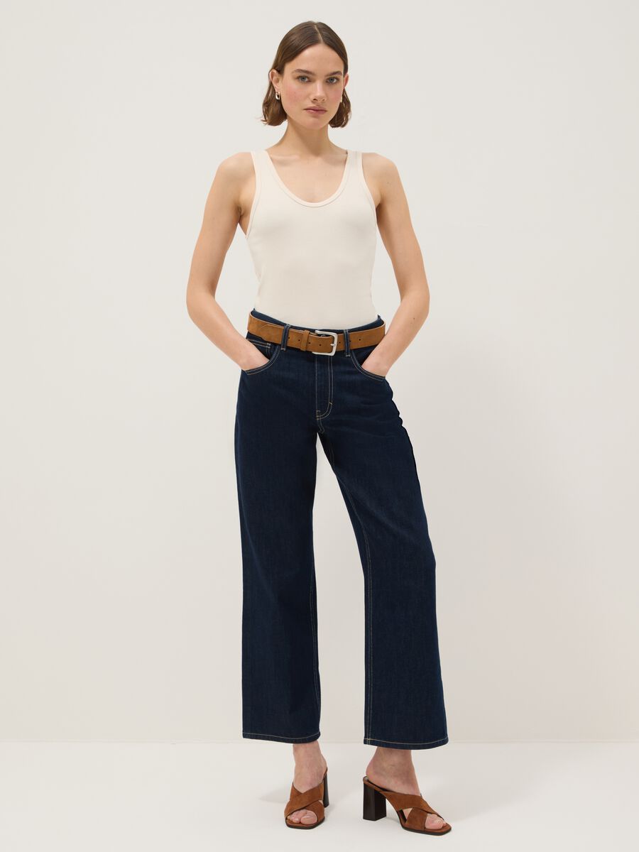 Canotta in cotone elasticizzato beige regular fit_1