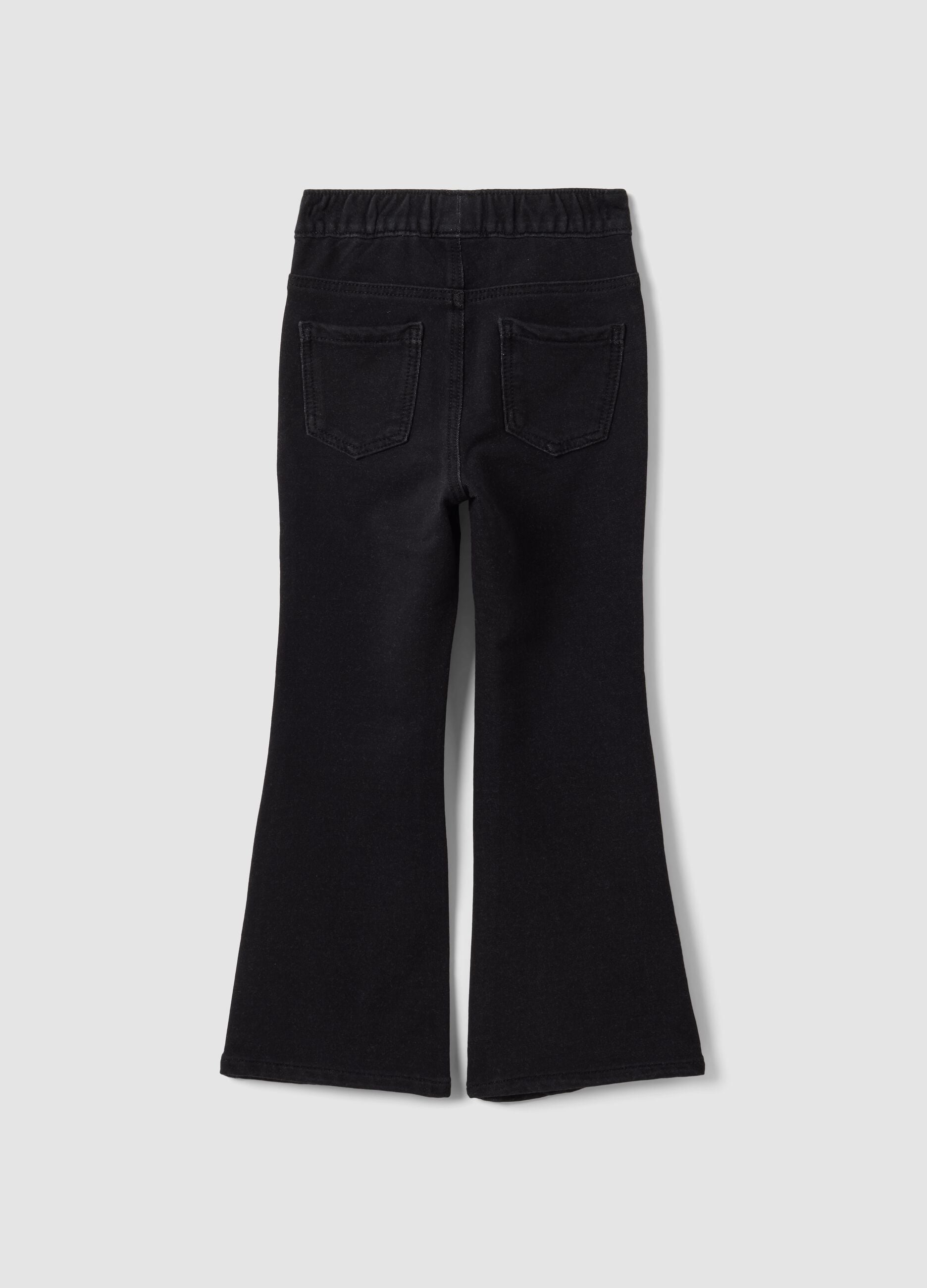 Jeggings nero flare in cotone elasticizzato per bambina