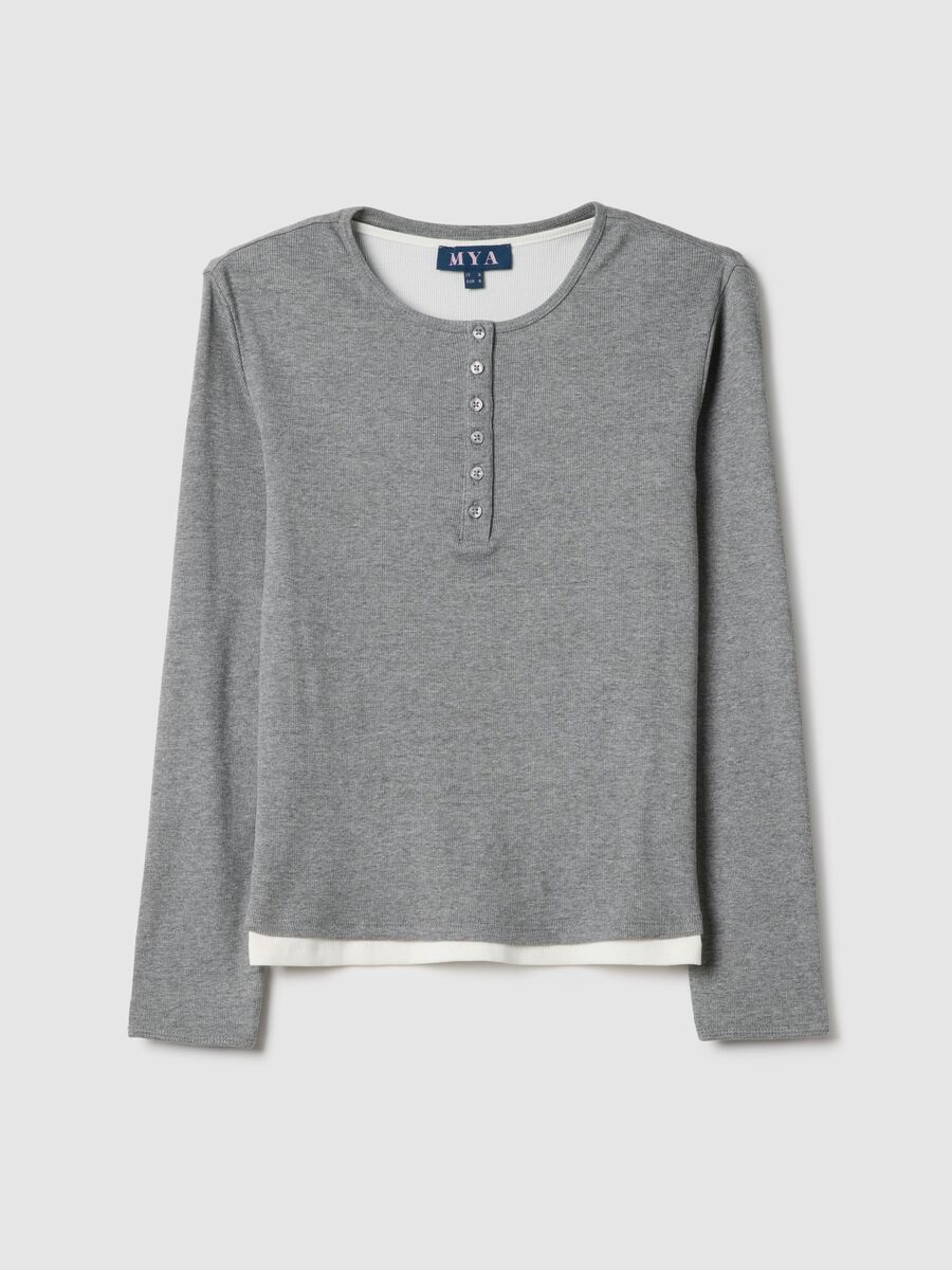 Maglia in puro cotone multicolor regular fit con collo serafino_0