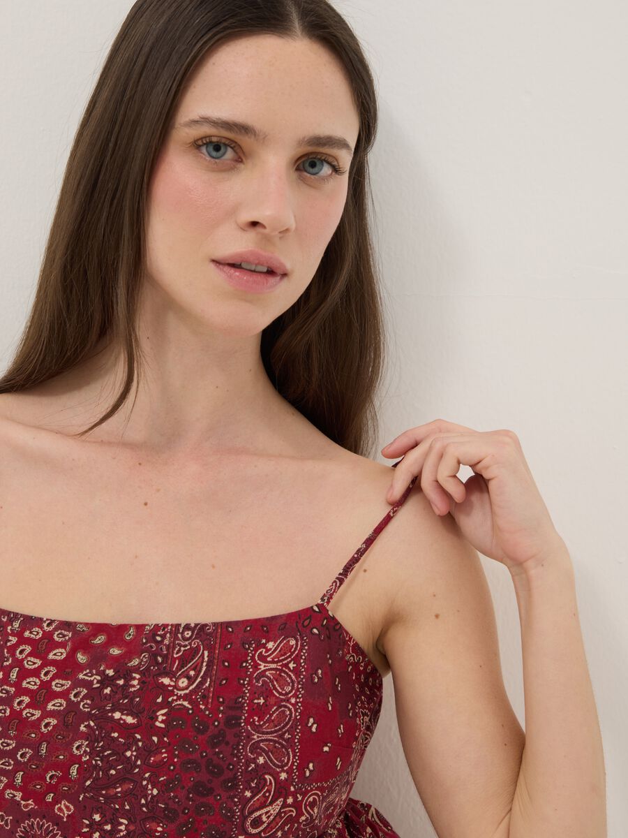 Multicoloured pure cotton regular fit tank top with thin straps_0