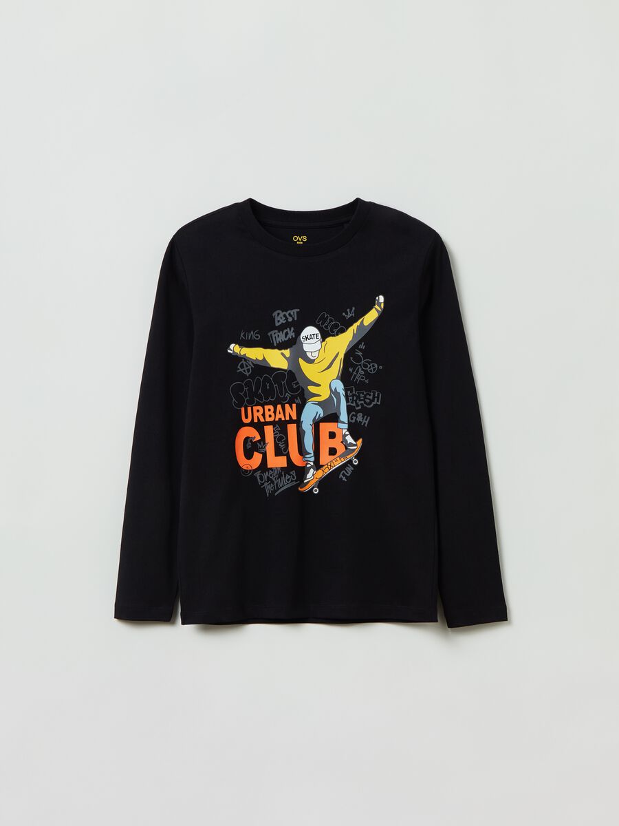 T-shirt a maniche lunghe con stampa_0