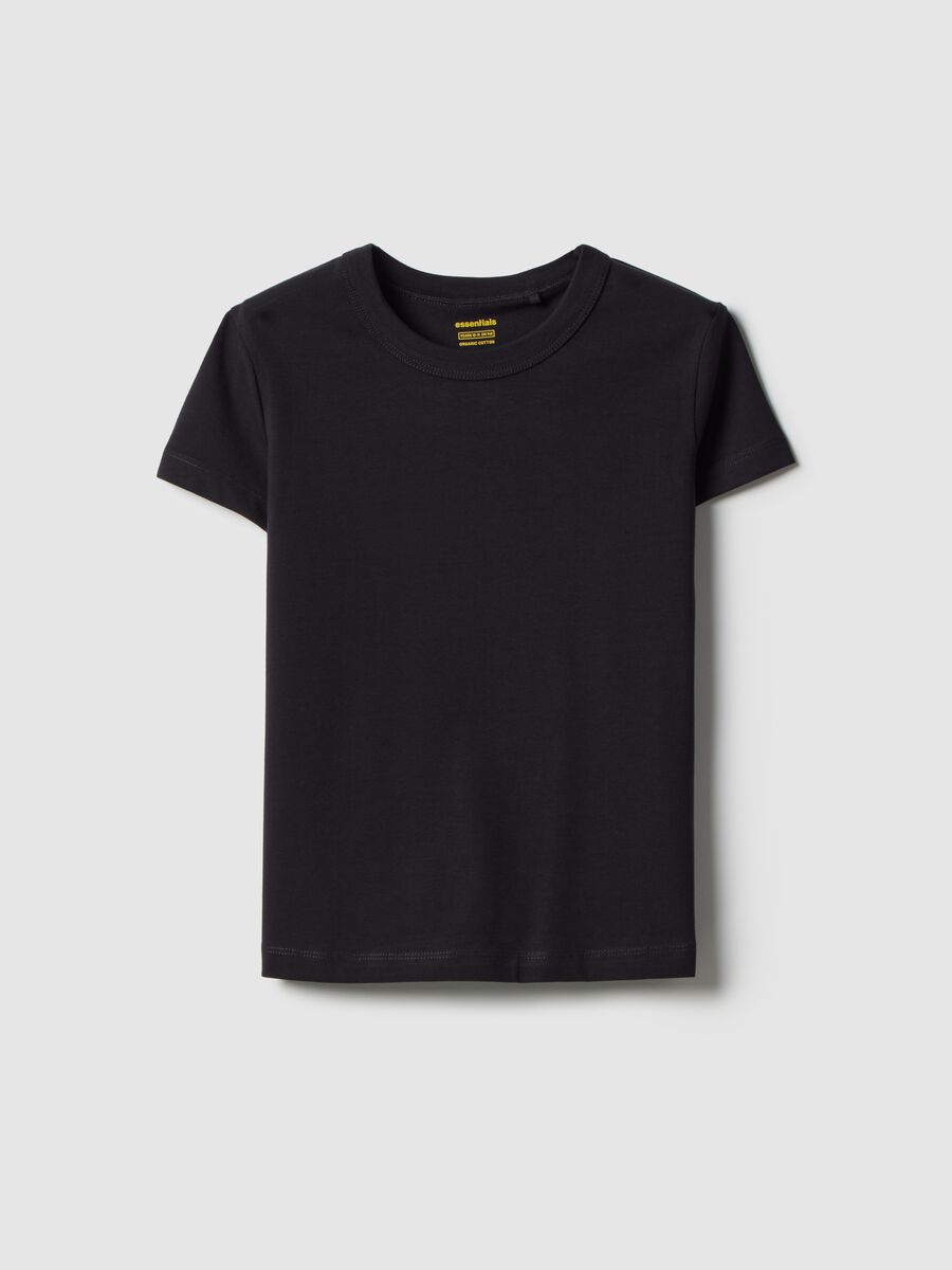 Girls' black cotton blend T-shirt regular fit_3