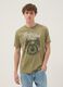 Green printed T-shirt in pure cotton, regular fit_0