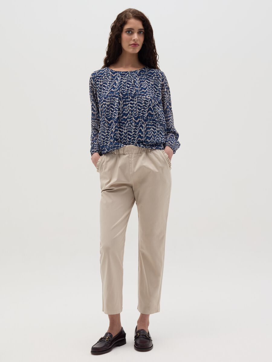 Stretch cotton trousers with drawstring_0