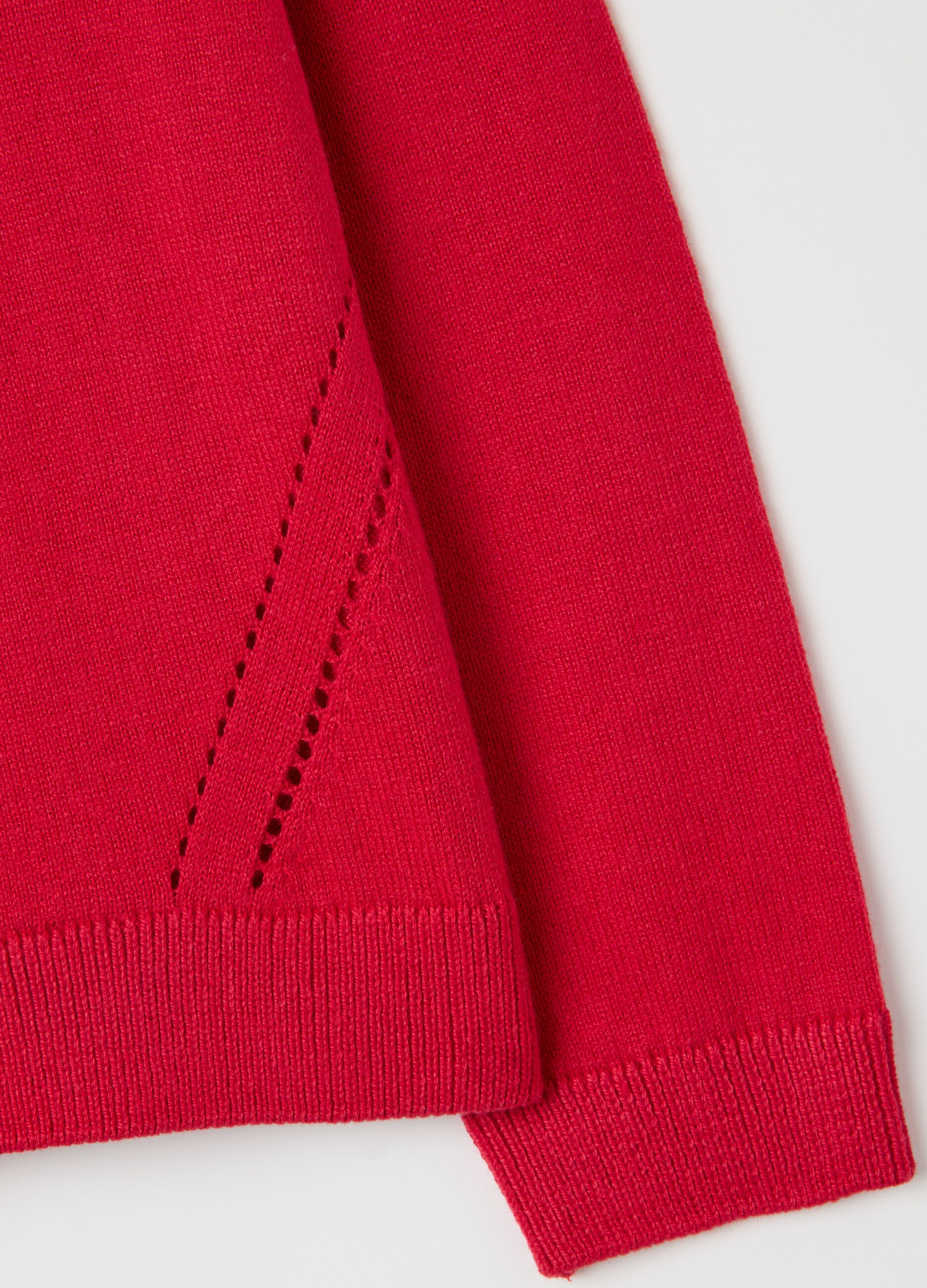 Girls' red regular fit cotton blend cardigan with buttons