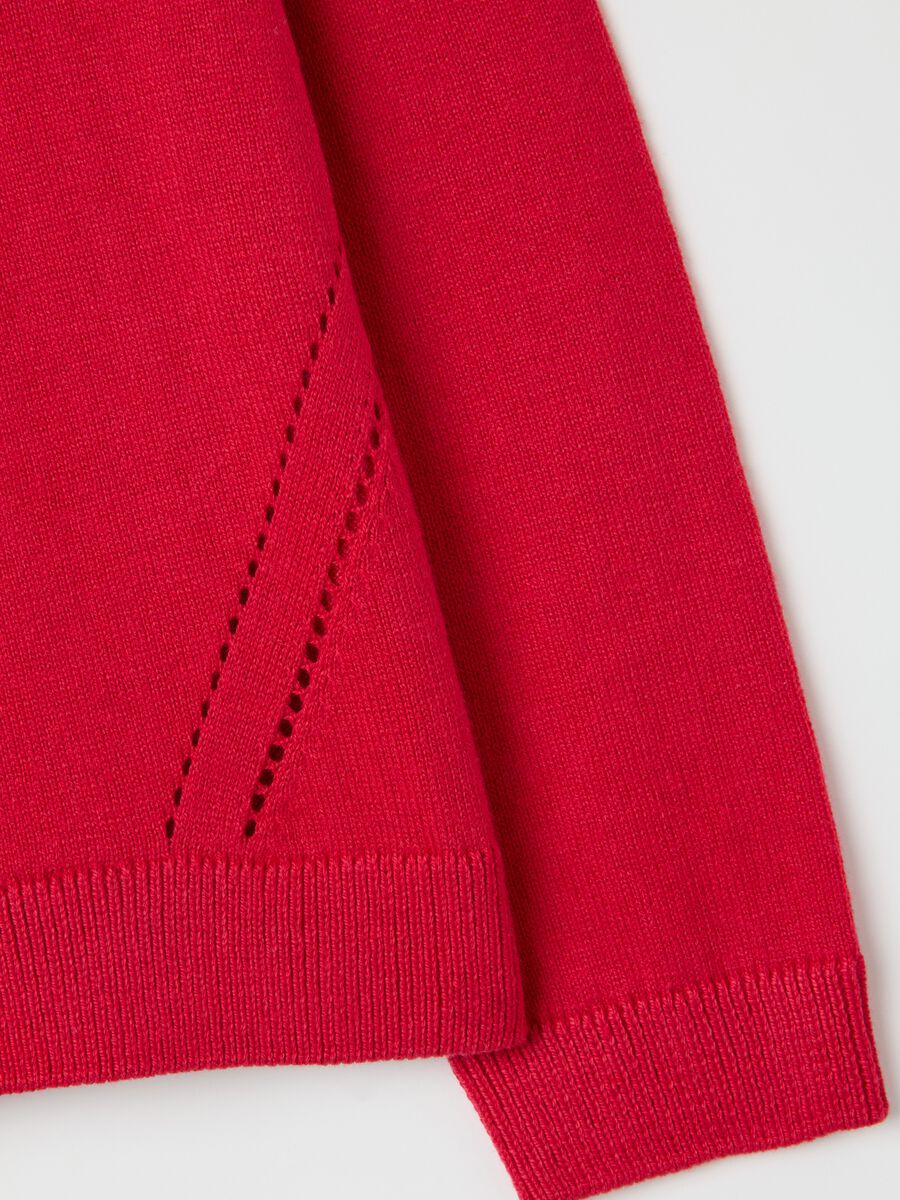 Girls' red regular fit cotton blend cardigan with buttons_2