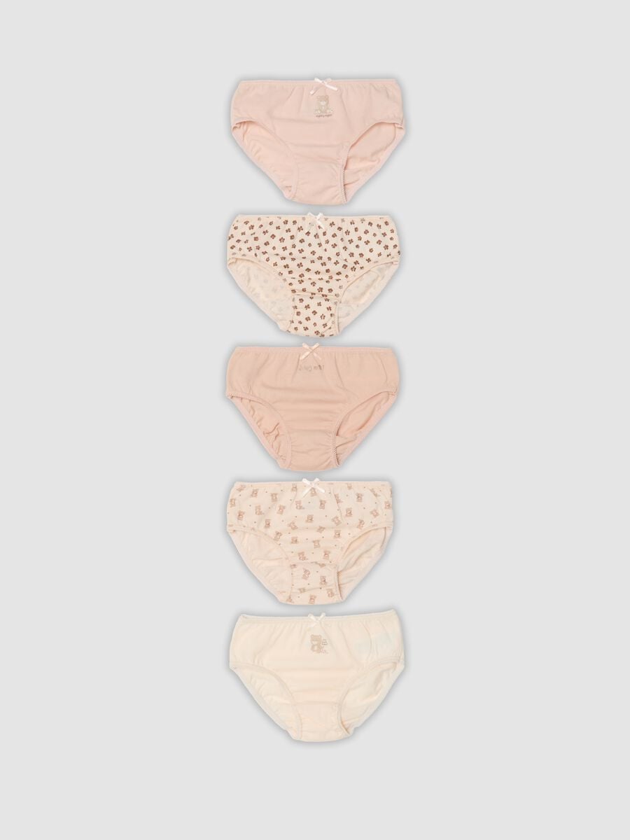Multipack di cinque slip multicolor in puro cotone organico per neonata_0