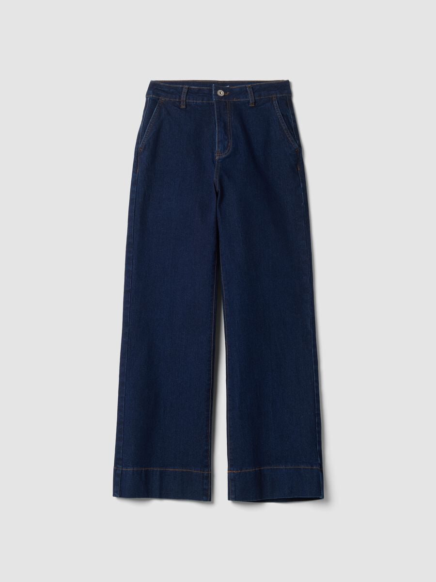 Regular-fit stretch cotton denim trousers_0