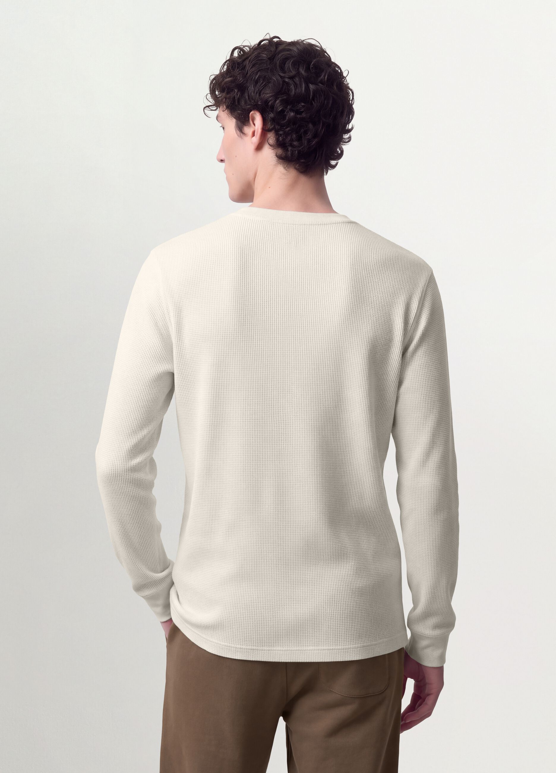 White regular-fit honeycomb viscose-blend T-shirt
