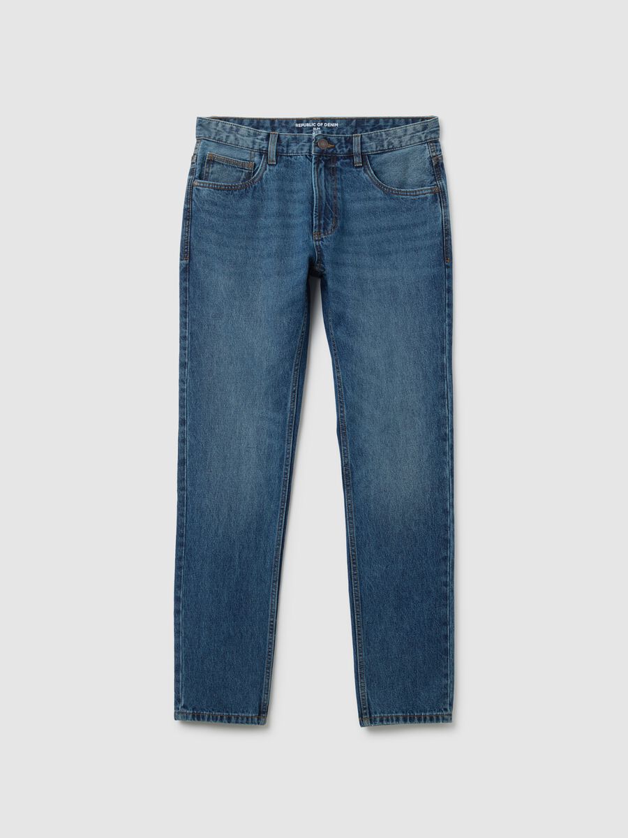 Pure Blue Cotton Slim Fit Jeans_4