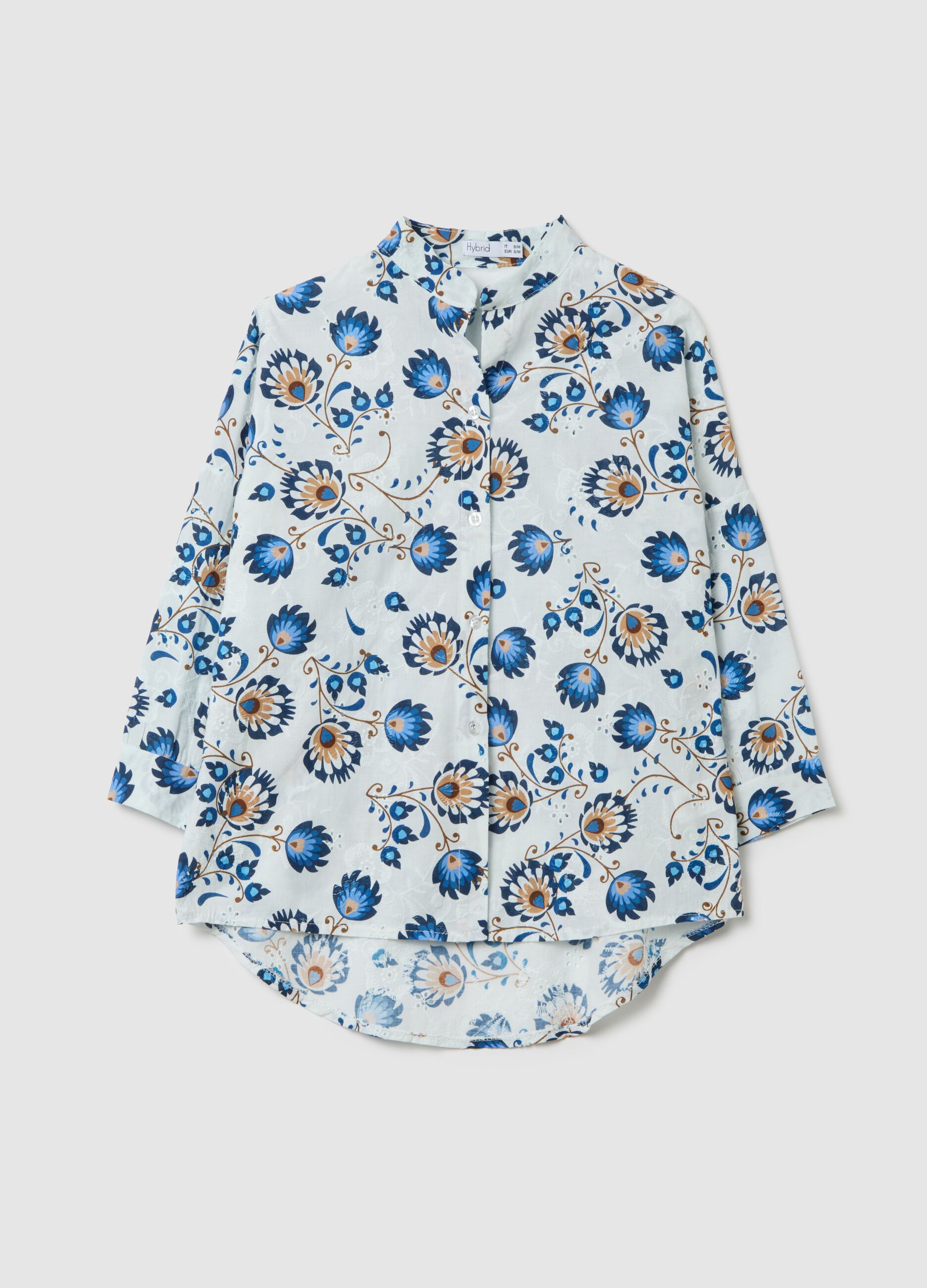 Multicolour regular fit women's shirt in pure cotton