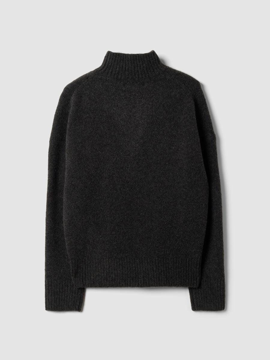 Anthracite grey stretch wool jumper with stand-up collar_5
