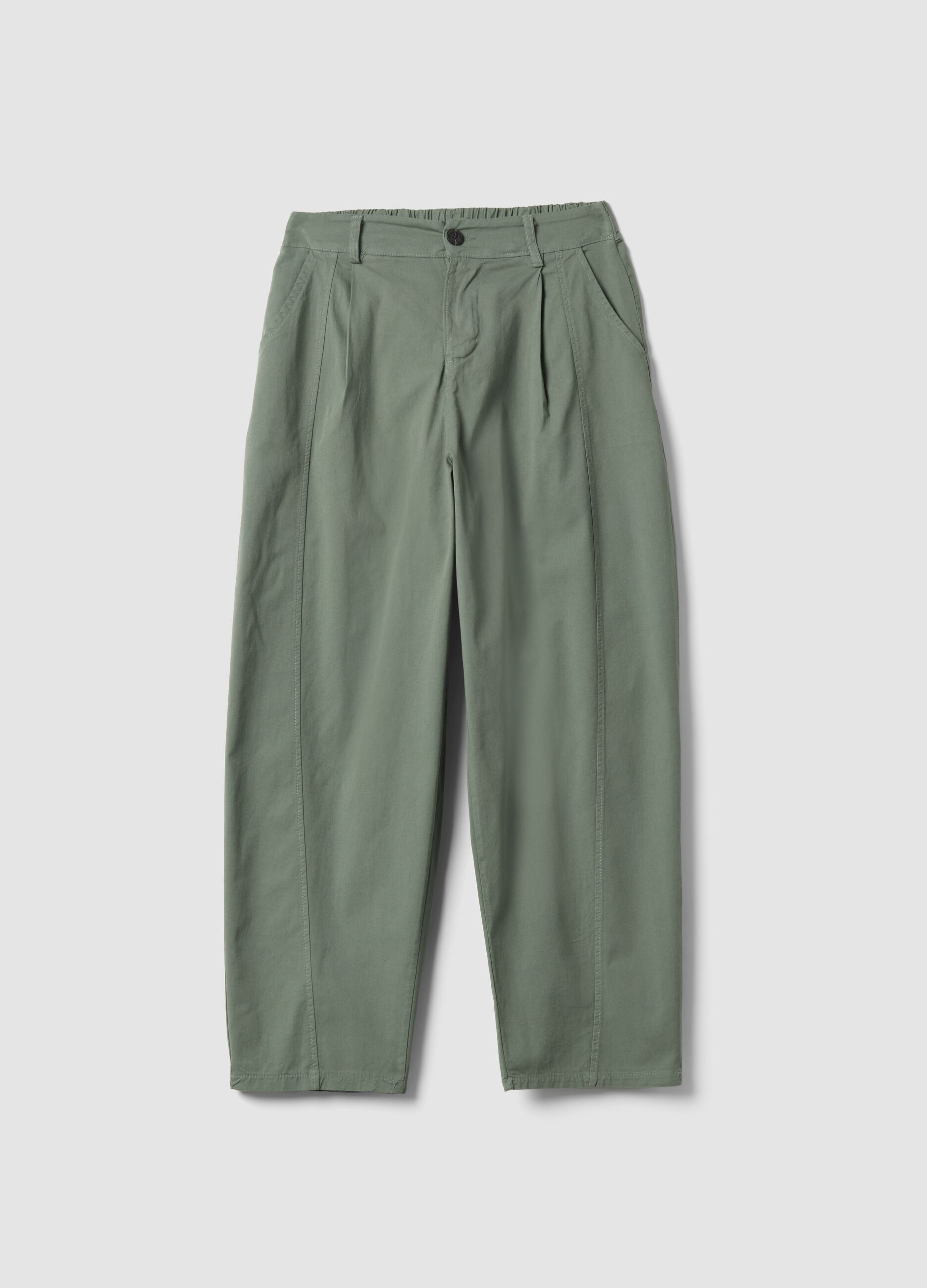 Green stretch-cotton chino trousers