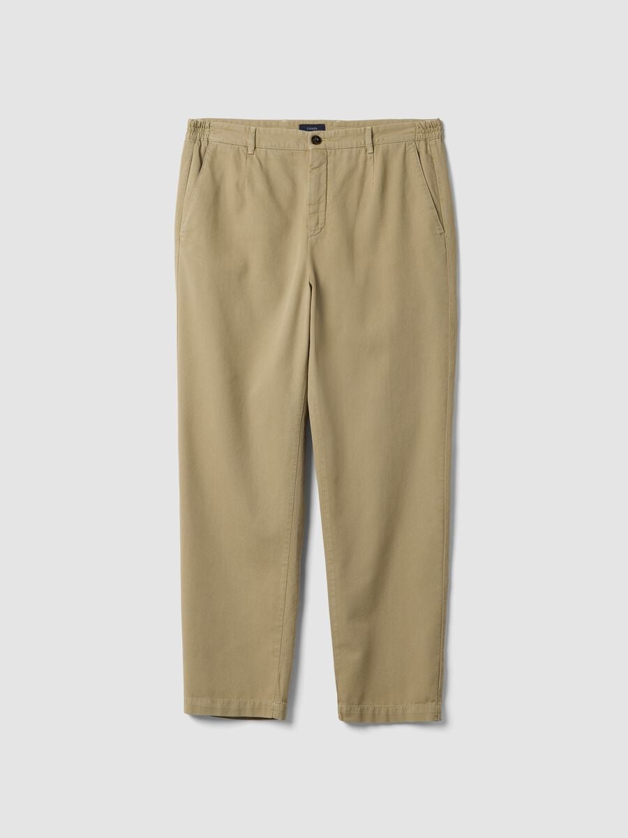 Pantaloni chino beige in puro cotone carrot fit_0