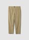 Beige pure cotton carrot-fit chino trousers_0