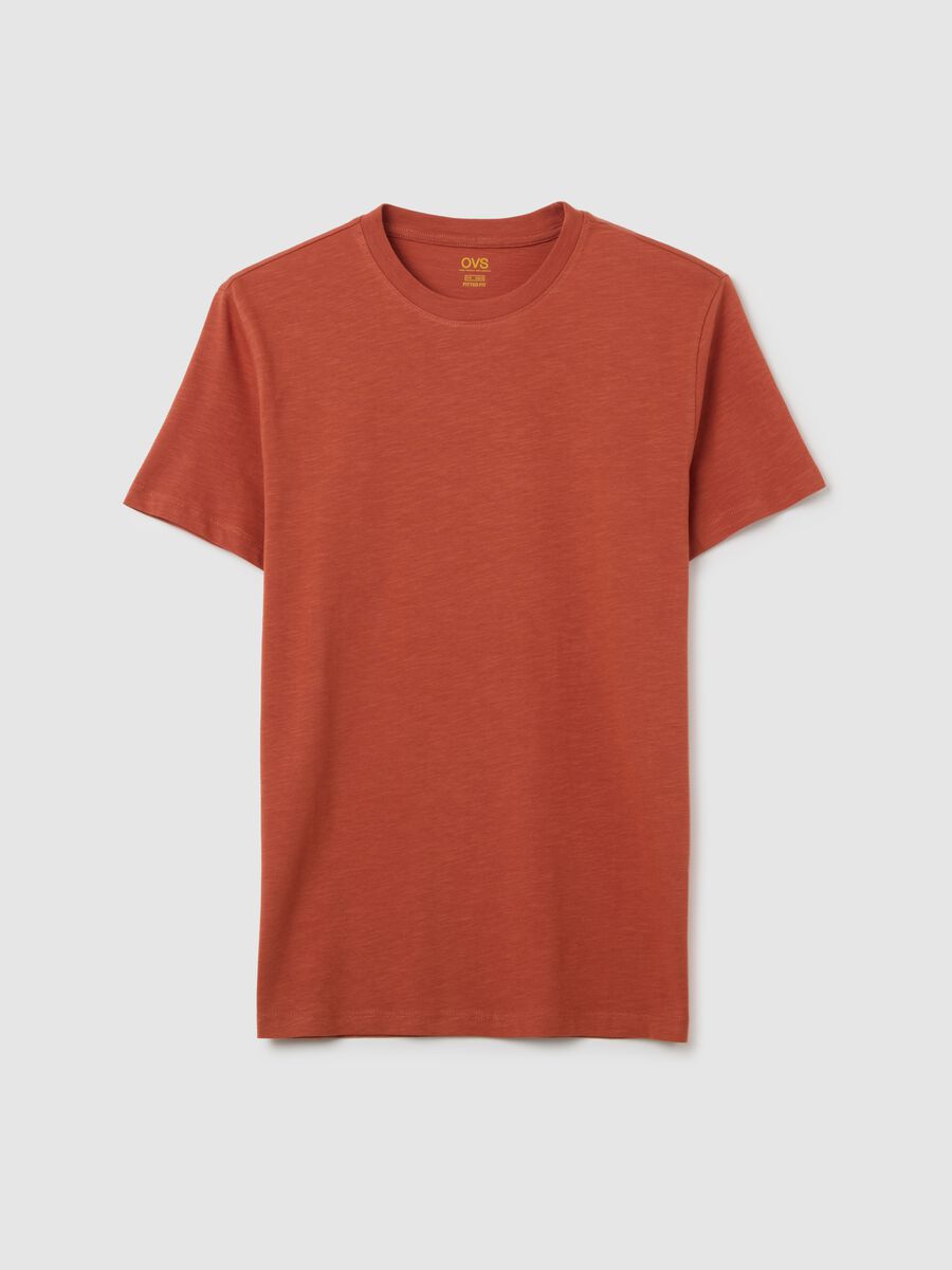 Orange fitted crew neck men's t-shirt_4