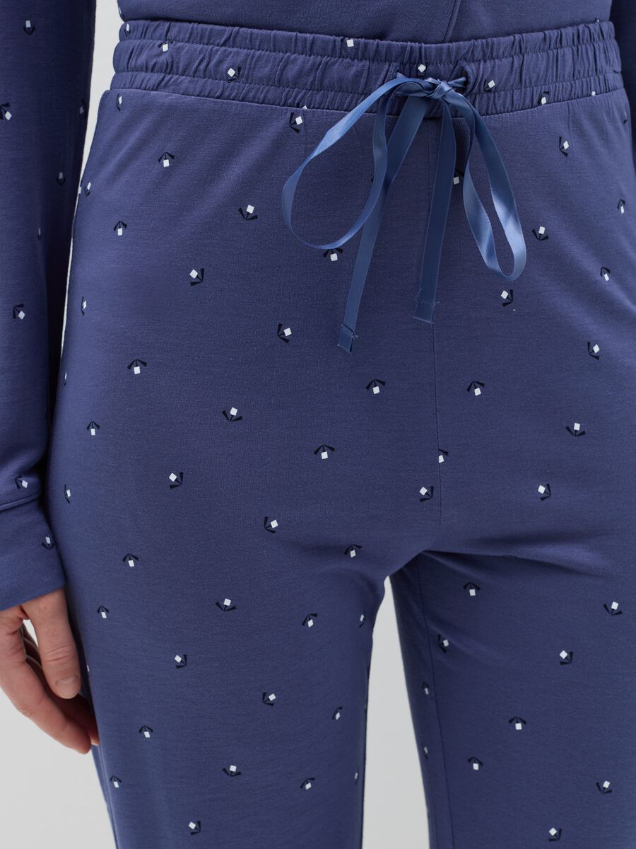 Pyjama bottoms with drawstring and floral print_2