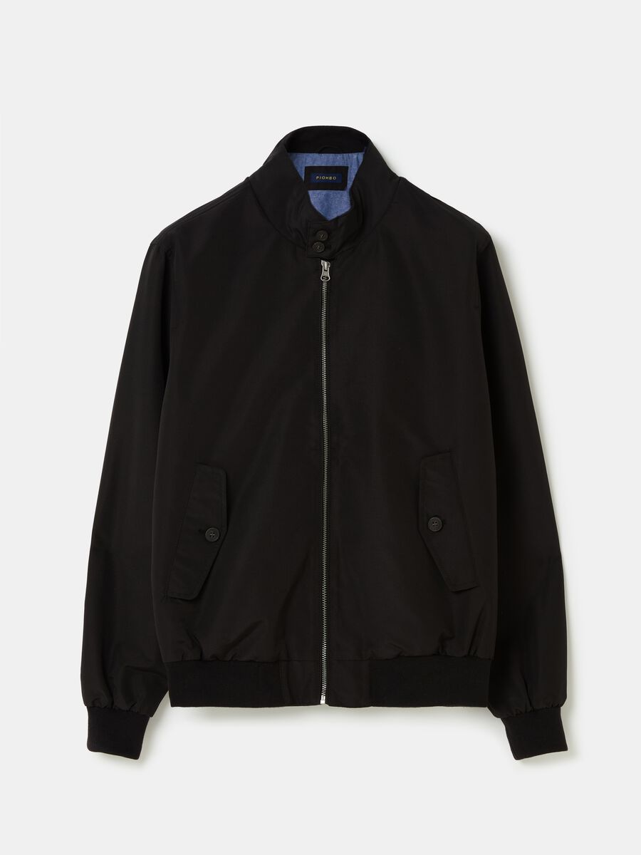 Full-zip bomber jacket with high neck and buttons_3
