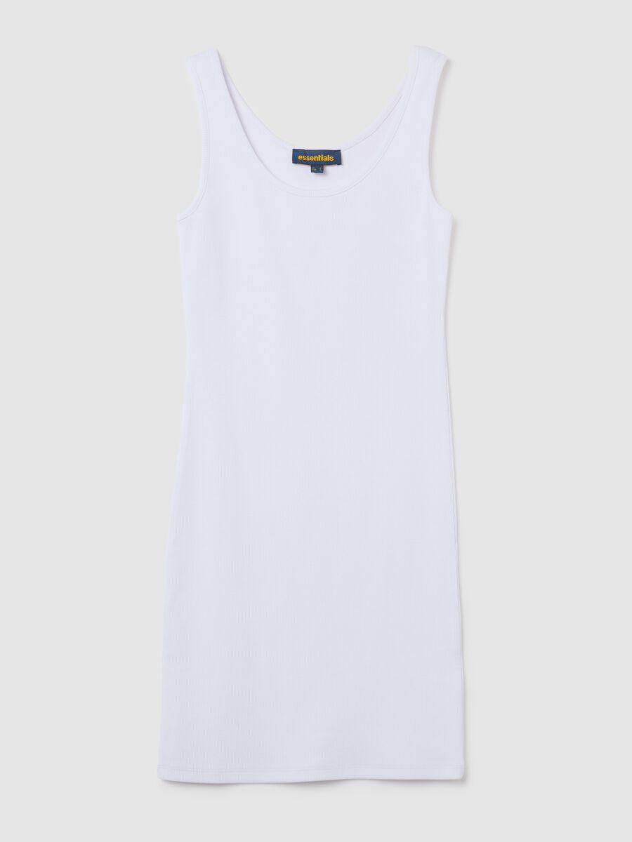 Women's fitted white stretch cotton sheath dress_0