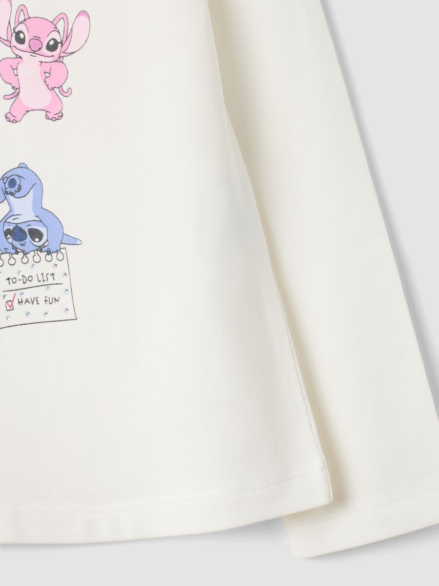 White stretch cotton T-shirt with Lilo & Stitch print, regular fit_3