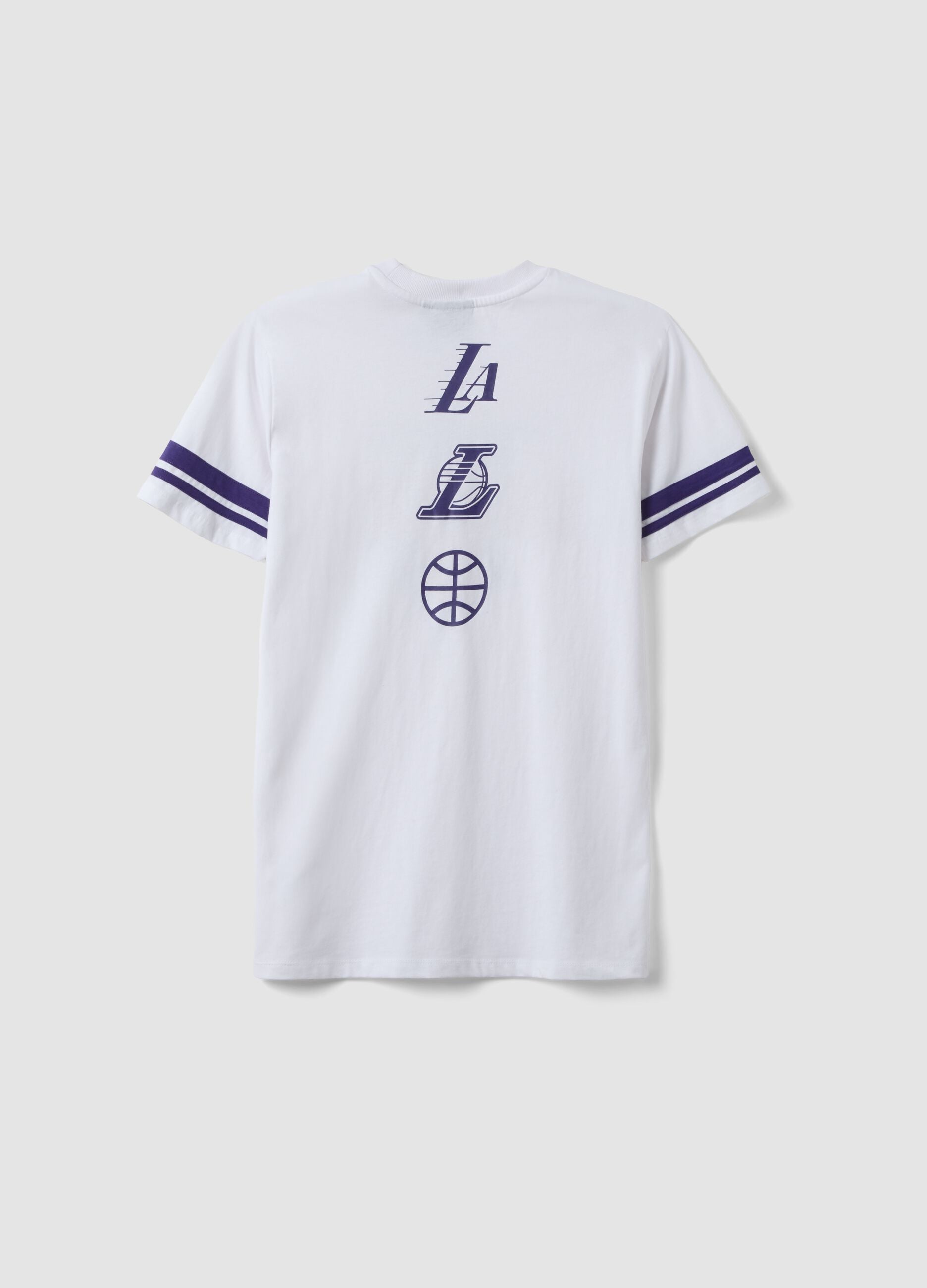 T-shirt in puro cotone bianca da ragazzo relaxed fit con stampe Lakers